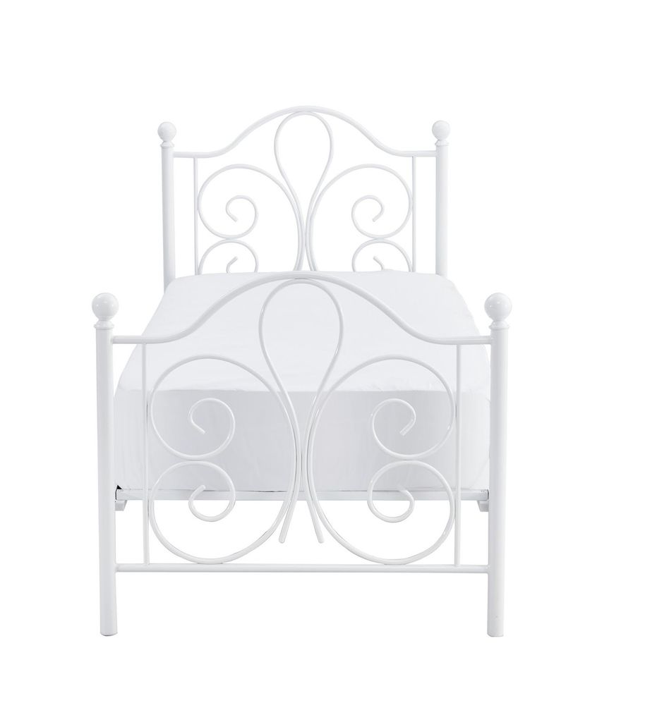 Egyszemélyes ágy, fém kerettel, fehér, 90 cm - ceres - butopêa